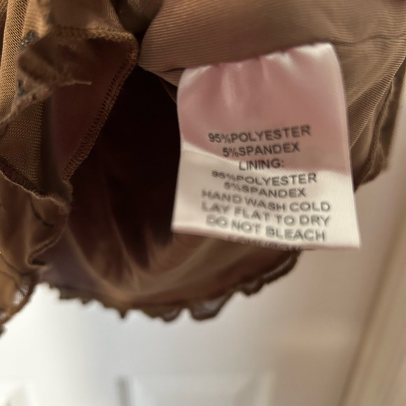 New Pink Brown Mesh Mini Dress Size: M - Picture 9 of 10